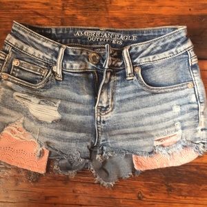 Denim shot shorts